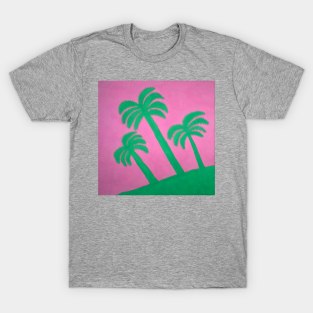 Pink and Green Palm Tree Silhouettes T-Shirt